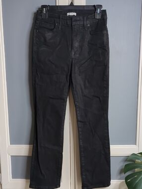 Good American Black Straight-Leg Jeans With Sheen Size 8